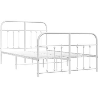 vidaXL Metal Bed Frame without Mattress with Footboard White 120x200cm Vidaxl