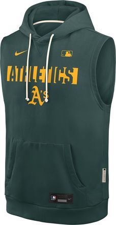 Nike Athletics Authentic Collection Standard Issue Nike Mens Dri-FIT MLB Sleeveless Pullover Hoodie in Green | 03B43EYFZ-4T2