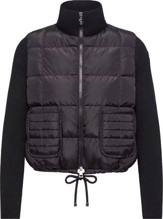 Moncler PADDED WOOL ZIP-UP CARDIGAN WITH CHECK QUILTING - Moncler - Woman