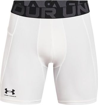 Under Armour Mens HG Armour 2.0 6 Compression Shorts - White/Black Size 3XL