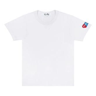 Comme Des Gar&ccedil;ons (WMNS) COMME des GARCONS PLAY FW25 Invader T-Shirt Red And Blue Sleeve Emblem White AZ-T328-051