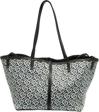Burberry Pre-owned Tote Bags, female, Blue, Size: ONE SIZE Pre-owned Coated Canvas Shoulder Bag