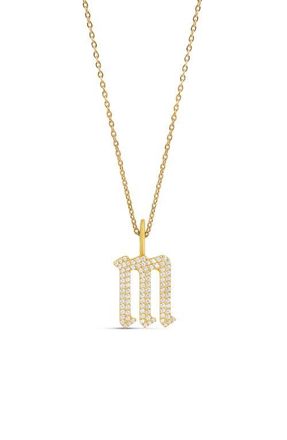 SHYMI Gothic Initial Charm Necklace in Gold at Nordstrom