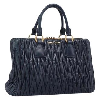 Miu Miu Pre-owned Hand Bag - Dames - Vintage Handtas - Blauw - ONE Size - Leer - Vintage