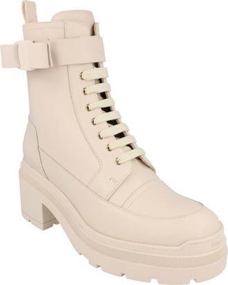 Ferragamo Lober Leather Hiker Boot in Off White at Nordstrom Rack, Size 10.5