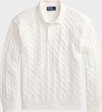 Polo Ralph Lauren Men & apos;s Relaxed Fit Cable-Knit Cotton Polo Sweater