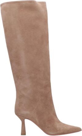 Aldo Castagna Beige Su&egrave;de Puntige Neus Knie Laarzen - Dames - Laarzen met Hak - Beige - 39 EU - Su&egrave;de - Schoenen