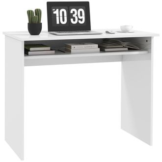 HOMCOM Computer Desk Writing Table Study Workstation Storage High Gloss White | TJ Hughes