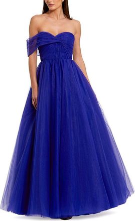 Mac Duggal One Side Off The Shoulder Tulle Ball Gown