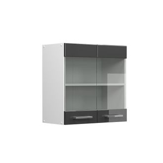 Vicco Armario De Cocina Con Vidrio R-line, Antracita Alto Brillo, 60 Cm Vicco