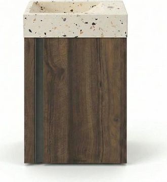 Saniclass Chaci Toiletmeubelset - 40x65cm - 1 deur - 1 kraangat - rechts - fontein terrazzo - noten