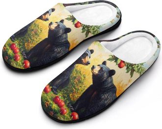 Generic Animal Black Bear Mens Slippers Comfortable And Non-slip Cotton Slipper Shoe for House