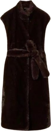 Twinset Lange nepbont gilet - Dames - Bodywarmers - Bruin - M - Nepbont - Jassen