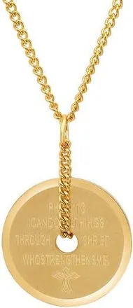 Steeltime Mens Stainless Steel Shield Pendant Necklace in Gold at Nordstrom Rack