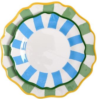 Two's Company Set Of 4 Striped Salad / Dessert Plates