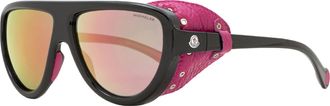 Moncler Unisex Shield Sunglasses ML0089 01Z Black/Pink Leather 57mm