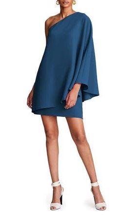 Halston Heritage Melina One-Shoulder Crepe Cocktail Dress in Jasper at Nordstrom Rack, Size 2