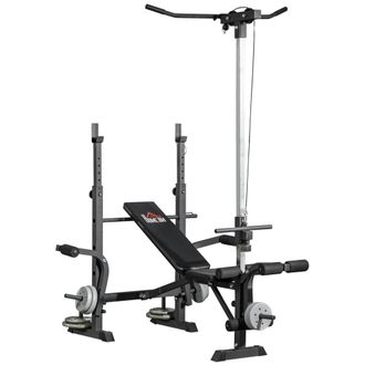 OEM Banco De Pesas Multifuncional Ajustable Para Entrenamiento De Cuerpo Entero 180x134x200 Cm Plata Y Negro