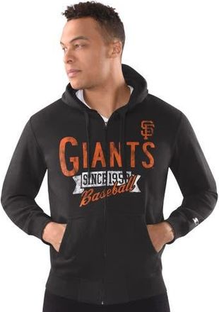 Starter Mens Starter Black San Francisco Giants Classic Distressed Full-Zip Hoodie at Nordstrom, Size Small