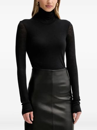 Liviana Conti Ginevra top met col en lange mouwen - Zwart