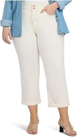 NYDJ Bailey Relaxed Straight Crop Cuff Jeans Womens Clothing Vintage White : 16W 26, Cotton/Denim/Elastane