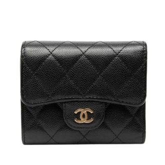 Chanel Pre-owned Wallets, female, Black, Size: ONE SIZE Pre-owned Quilted Caviar Leather Wallet