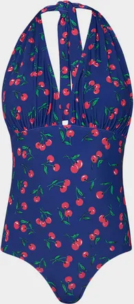 Shoshanna Cherry Halter One-Piece Swimsuit