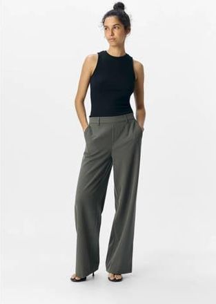 Object OBJLISA wide leg regular waist pantalon donkergroen