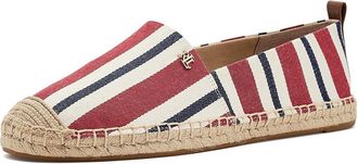 Lauren Ralph Lauren Cameryn III Striped Canvas Espadrille Womens Flat Shoes Festive Red/Lauren Tan : 8.5 B - Medium, Canvas/Cotton