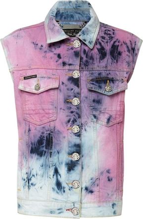 Philipp Plein Jassen, Dames, Veelkleurig, L, Denim, Denim Vest