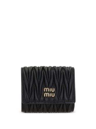 Miu Miu Portemonnee met matelass&eacute; logo - Zwart