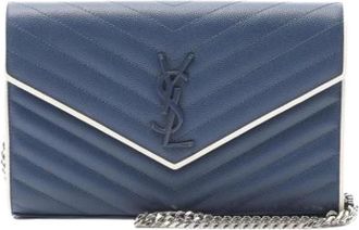 Saint Laurent Pre-owned Cross Body Bags, female, Blue, Size: ONE SIZE Pre-owned Leather Shoulder Bag