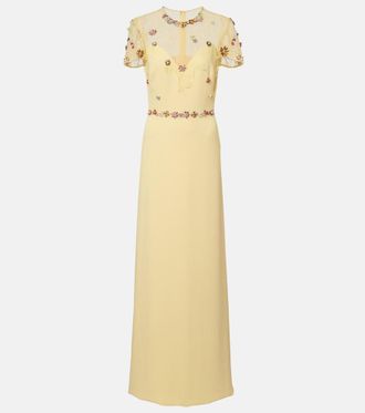 Costarellos Embellished sequined crepe gown