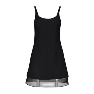 Prada Short Dresses, female, Black, XS, Short Flared Dress with Thin Straps