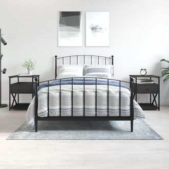 vidaXL Vidaxl - Mesitas De Noche 2 Uds Madera De Ingenier&iacute;a Negro 40x42x55 Cm