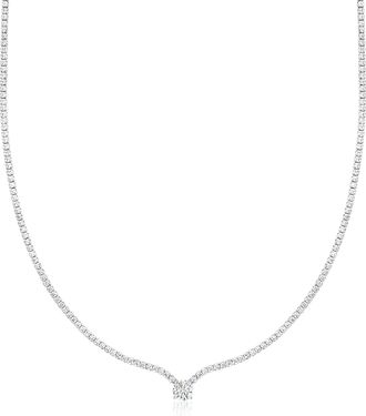 Ross-Simons CZ Solitaire-Style Tennis Necklace in Sterling Silver