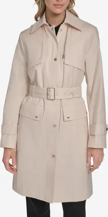 Cole Haan Womens Belted Trench Coat - Beige Size Medium