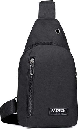Generic Durable Cloth Chest Messenger Bag with Headphone Jack and Charging Port for Everyday Outdoor Casual Use (Black, One Size)