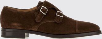 John Lobb Suede Double Monk Strap Shoes with Round Toe