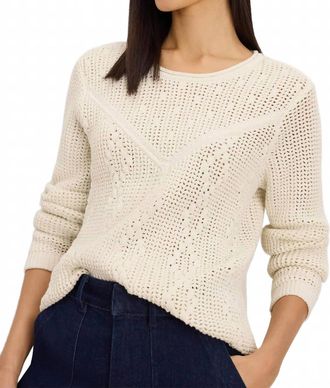 Nic+Zoe Diamond Stitch Mix Sweater In Coconut