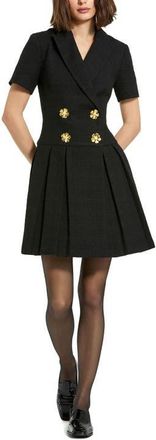Mac Duggal Tweed Short Sleeve Blazer Mini Dress in Black at Nordstrom, Size 12