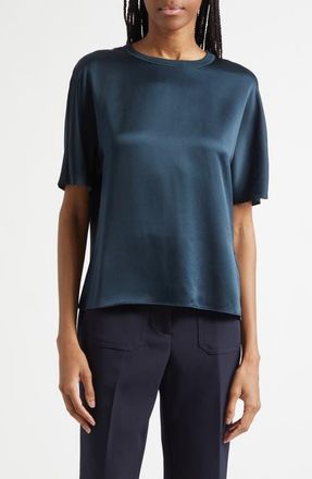 Reiss Lena Silk Crewneck Top in Teal Green at Nordstrom, Size 0