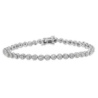 House of Brilliance Silver 1/2 Cttw Diamond Bezel Design Link Bracelet in White at Nordstrom