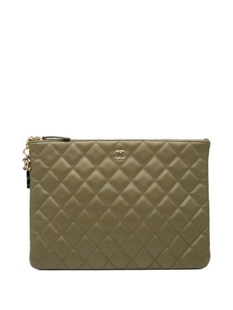 Chanel 2016-2017 Medium Quilted Lambskin Cuba La Habana O Case clutch bag - Groen
