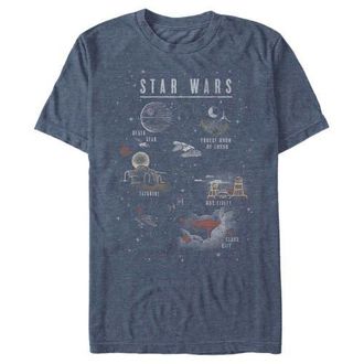 Star Wars Mens Star Wars Cartoon Map Quest Graphic T-Shirt in Navy Blue Heather at Nordstrom, Size Xx-Large