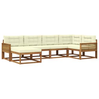 vidaXL Conjunto De Sof&aacute;s De Exterior Con Coj&iacute;n 6 Pcs Natural Y Crema Vidaxl
