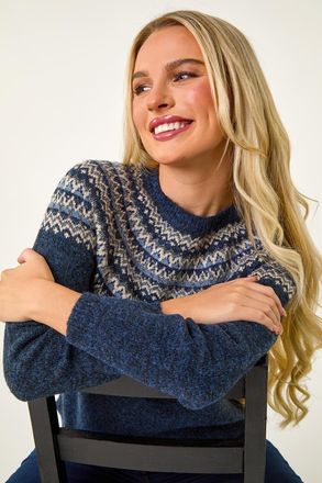 Roman Metallic Fairisle Detail Knit Jumper