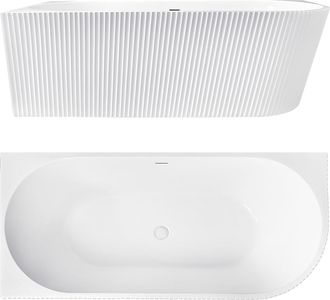 Rea Ba&ntilde;era De Esquina Rea Wenus 170 White Left With Brushed Gold Plug Cap