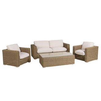 Macabane Sal&oacute;n de jard&iacute;n de 5 plazas de rat&aacute;n sint&eacute;tico color topo