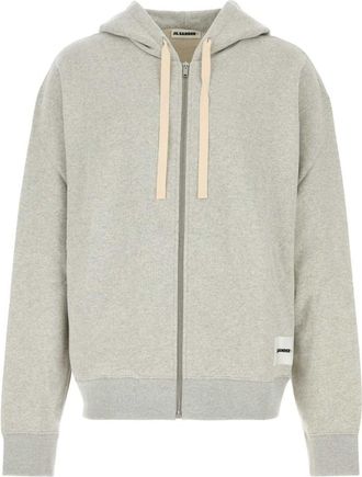 Jil Sander Grey Logo Patch Hoodie